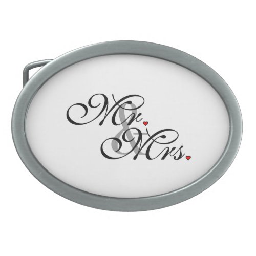 Mr and Mrs Husband Wife His Her Newly Weds Oval Belt Buckle