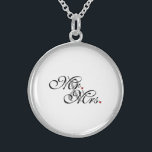 Mr. and Mrs. Husband Wife His Her Newly Weds Sterling Silver Necklace<br><div class="desc">Click the "CUSTOMIZE IT!" button to reveal a color selector and change the background color of this product to your favorite custom color. A classic monogram for Mr. and Mrs. for newly weds established couples mom dad girlfriend or boyfriend. A perfect last minute gift idea. Mr. and Mrs. Husband Wife...</div>