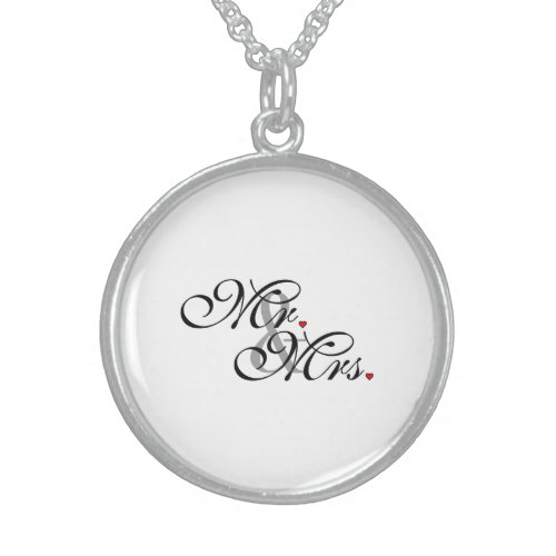 Mr and Mrs Husband Wife His Her Newly Weds Sterling Silver Necklace