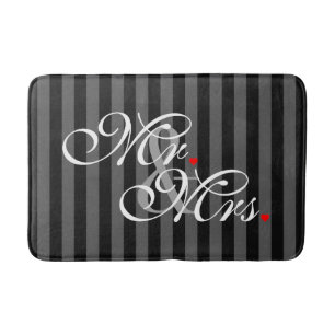 Mr. and Mrs. Husband Wife His Hers Newly Weds Bathroom Mat