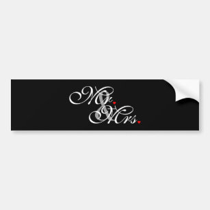Mr. and Mrs. Husband Wife His Hers Newly Weds Bumper Sticker