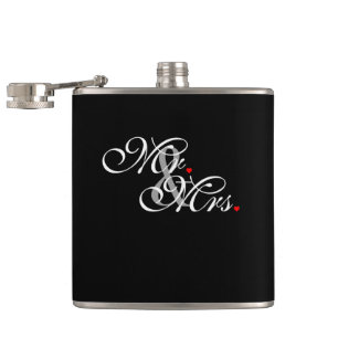 Mr. and Mrs. Husband Wife His Hers Newly Weds Flask