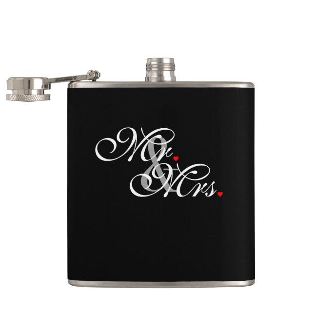 Mr. and Mrs. Husband Wife His Hers Newly Weds Flask (Opened)