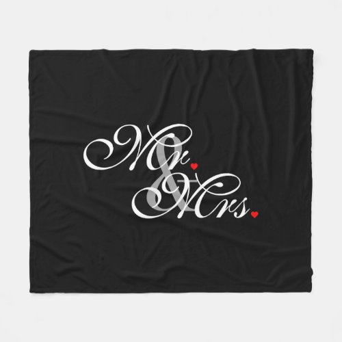 Mr and Mrs Husband Wife His Hers Newly Weds Fleece Blanket