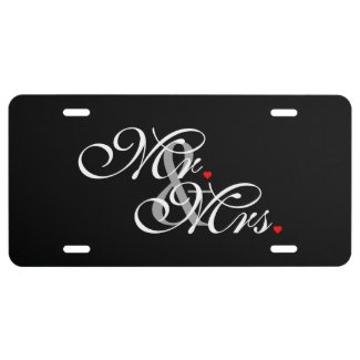 Mr. and Mrs. Husband Wife His Hers Newly Weds License Plate