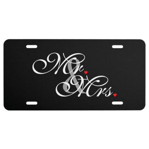Mr and Mrs Husband Wife His Hers Newly Weds License Plate