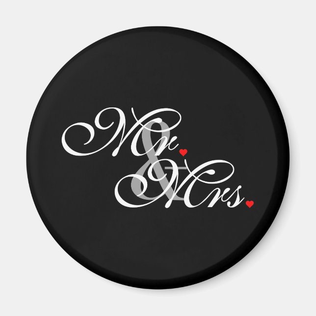 Mr. and Mrs. Husband Wife His Hers Newly Weds Magnet (Front)