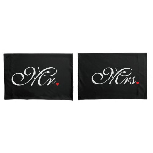 Mr and Mrs Husband Wife His Hers Newly Weds Pillow Case