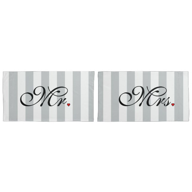 Mr. and Mrs. Husband Wife His Hers Newly Weds Pillow Case (Front-Set)