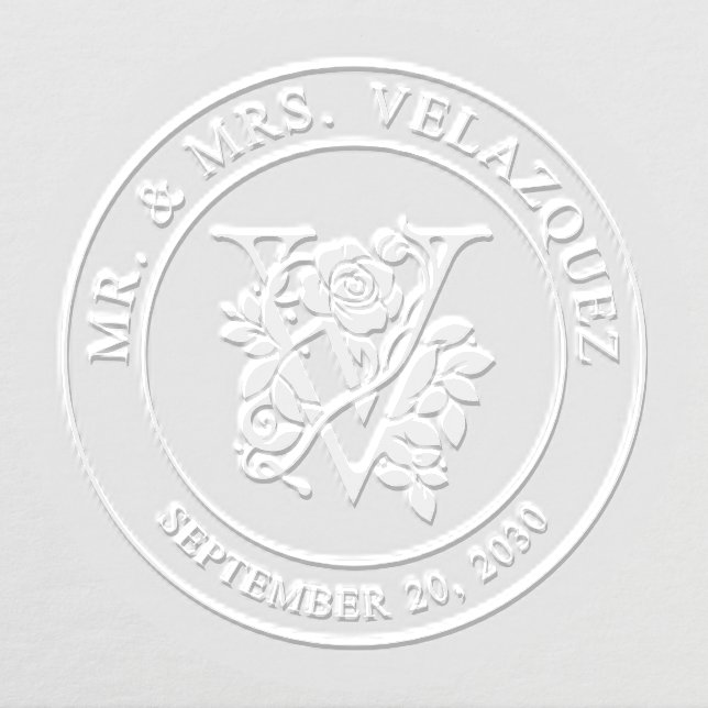 Mr and Mrs Initial V Wedding Embosser (Design)