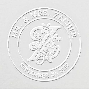 Mr and Mrs Initial Z Wedding Embosser