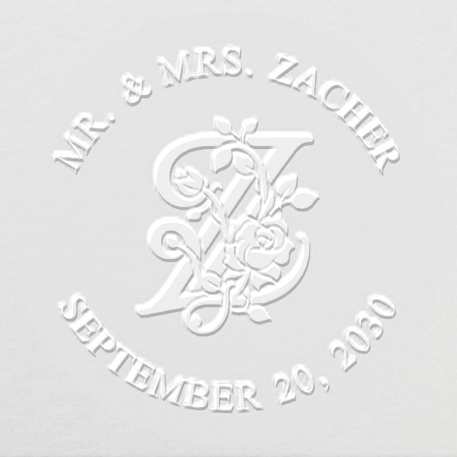 Mr and Mrs Initial Z Wedding Embosser (Design)