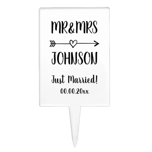  Just Married Cake Toppers Mr & Mrs Personalised