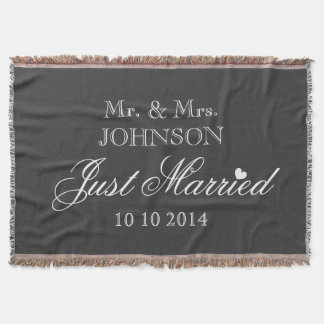 Mr and Mrs just married throw blanket for newlywed