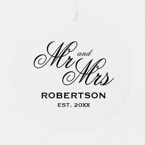 Mr and Mrs keepsake wedding ornament with photo