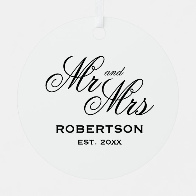 Mr and Mrs keepsake wedding ornament with photo (Front)