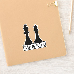 Mr And Mrs King And Queen Chess Pieces Wedding Sticker