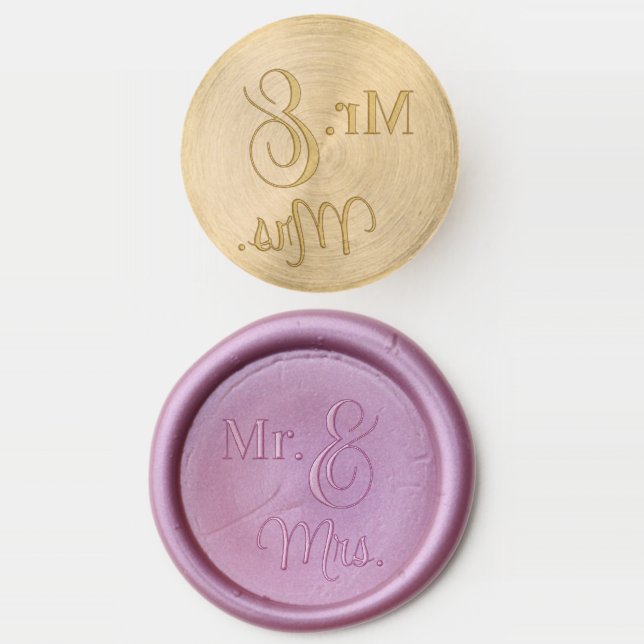 Mr. and Mrs. Large Ampersand Wax Seal Stamp (Stamped)