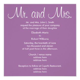 Mr. and Mrs. Lavender Wedding Invitation