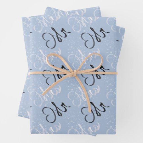 Mr and Mrs Light Blue Wedding  Wrapping Paper Sheets