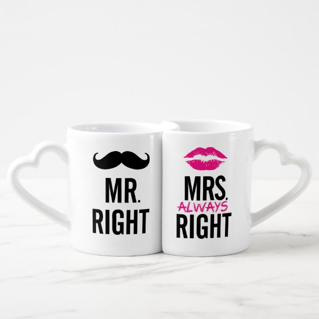Mr. And Mrs. Lips And Mustache Couples Mug (Front Nesting)
