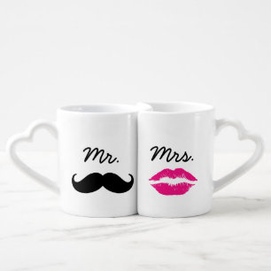 Mr. And Mrs. Lips And Mustache Couples Mugs