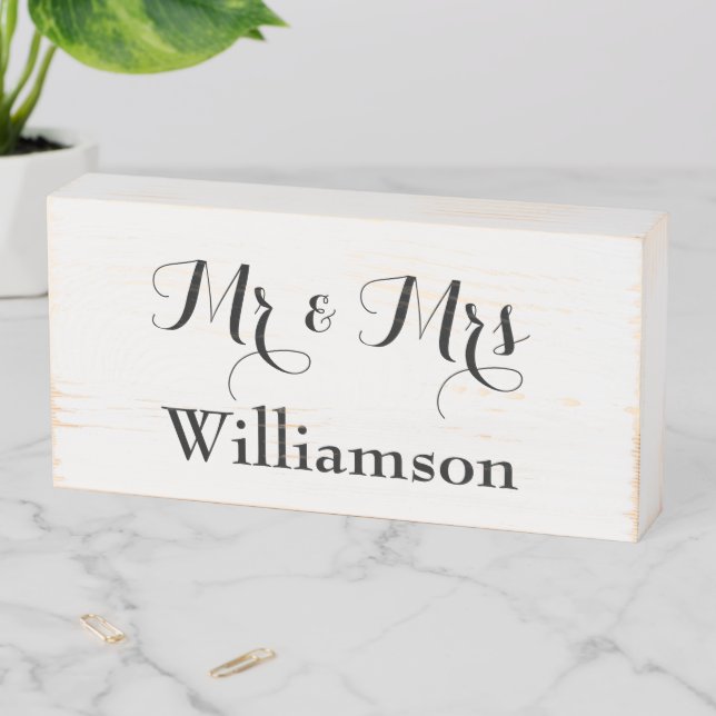 Mr and Mrs Lovely Wooden Box Sign (In Situ Horizontal)