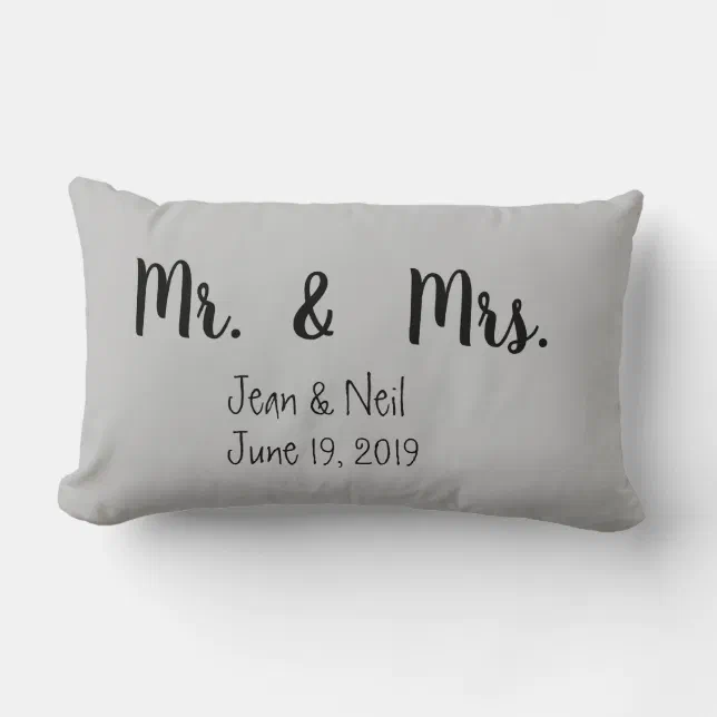 Mr. and Mrs. lumbar pillow Zazzle