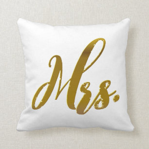 Mr and Mrs Metallic Gold Foil Pillow Set of 2
