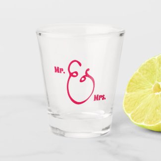 Mr and Mrs - Modern Ampersand Newly Weds Shot Glass