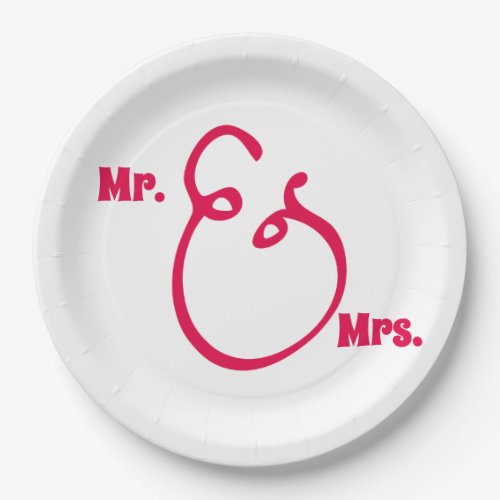Mr and Mrs _ Modern Ampersand Wedding Paper Plates