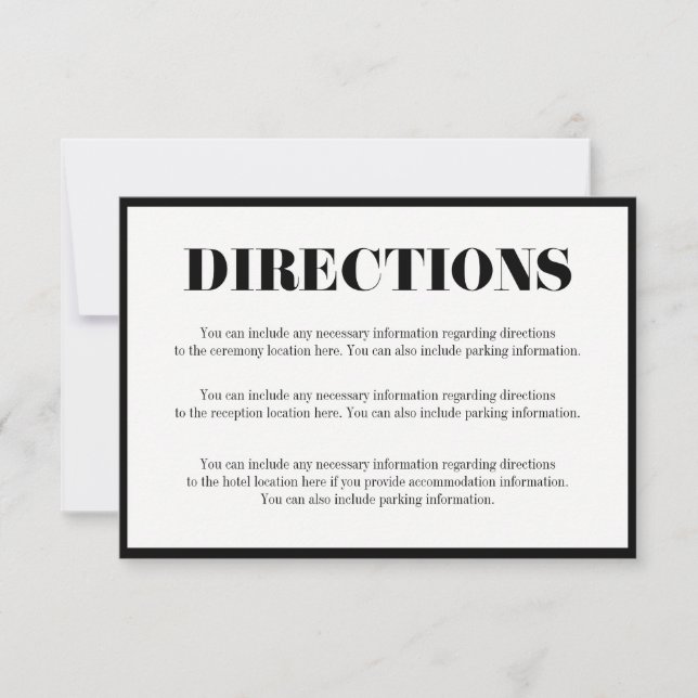 Mr and Mrs Modern Bold Directions Enclosure Card (Front)