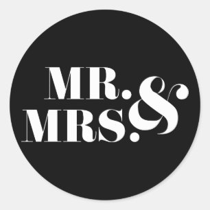 Mr and Mrs Modern Bold Wedding Favor Sticker