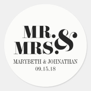 Mr and Mrs Modern Bold Wedding Favor Sticker