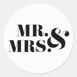 Mr and Mrs Modern Bold Wedding Favor Sticker