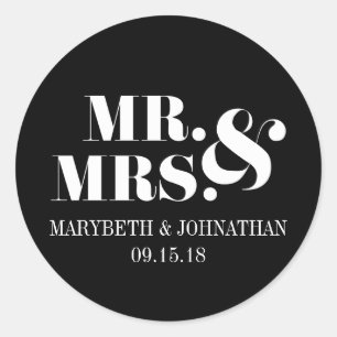 Mr and Mrs Modern Bold Wedding Favor Sticker