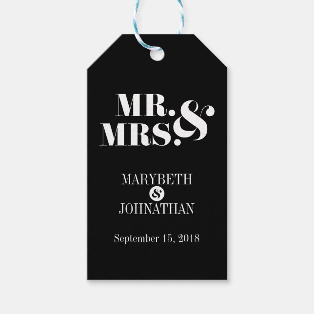 Mr and Mrs Modern Bold Wedding Gift Tag (Front)