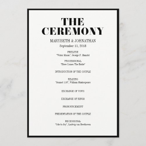 Mr and Mrs Modern Bold Wedding Program