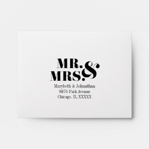 Mr and Mrs Modern Bold Wedding RSVP Envelope