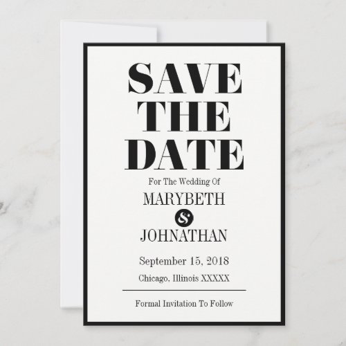 Mr and Mrs Modern Bold Wedding Save The Date Card