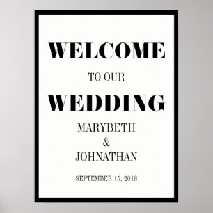 Mr and Mrs Modern Bold Wedding Welcome Poster