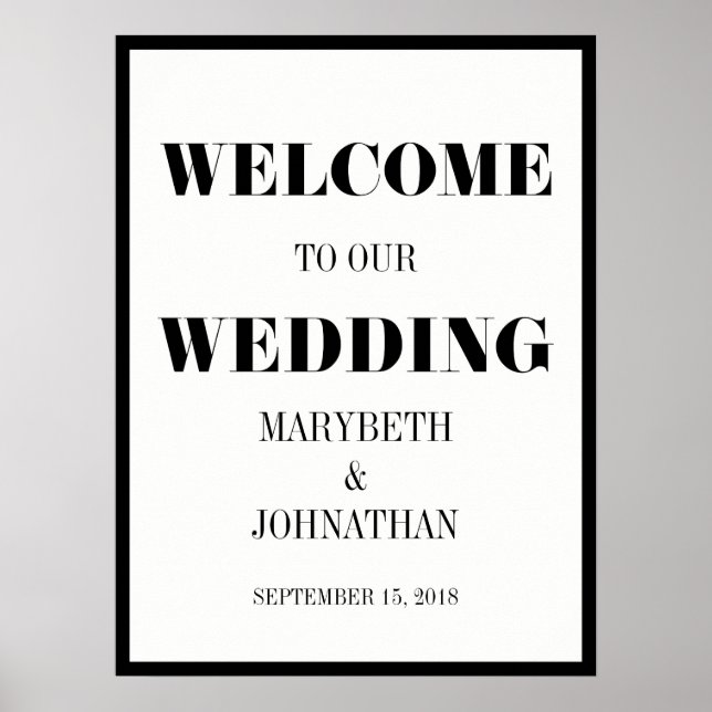 Mr and Mrs Modern Bold Wedding Welcome Poster (Front)