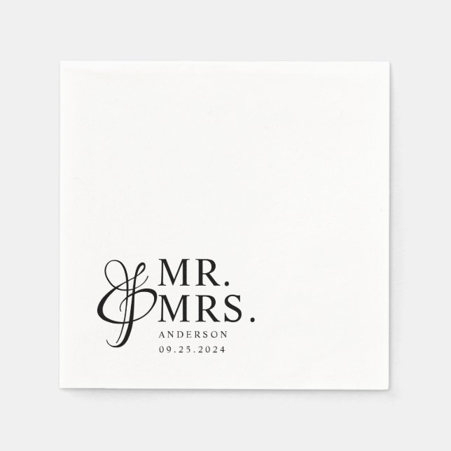 Mr. And Mrs. | Modern Elegant Wedding Napkins (Front)