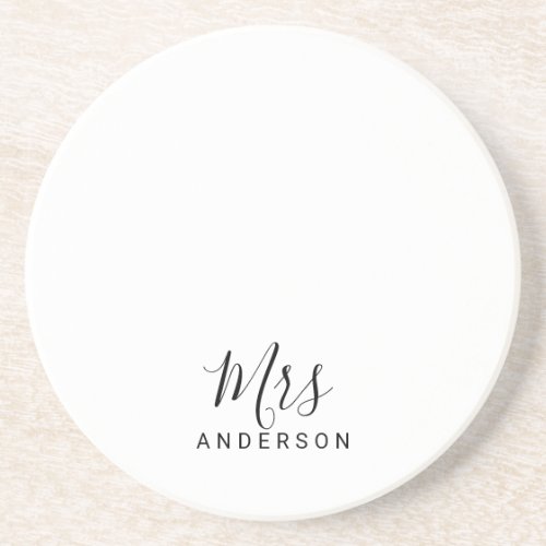 Mr and Mrs  Modern Script Personalized Coaster