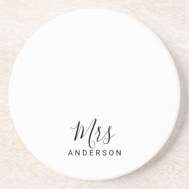 Mr and Mrs | Modern Script Personalized Coaster (Front)