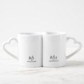 Mr and Mrs | Modern Script Personalized Coffee Mug Set (Front Nesting)