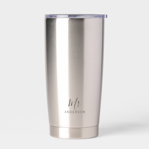 Mr and Mrs  Modern Script Personalized Insulated Tumbler