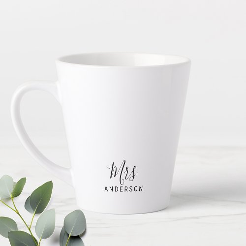 Mr and Mrs  Modern Script Personalized Latte Mug