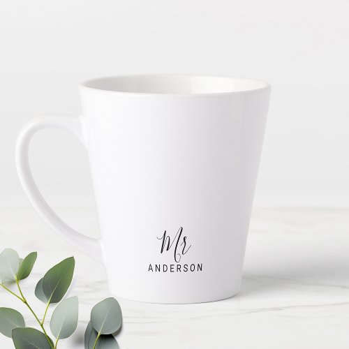 Mr and Mrs  Modern Script Personalized Latte Mug