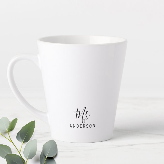 Mr and Mrs | Modern Script Personalized Latte Mug (Creator Uploaded)